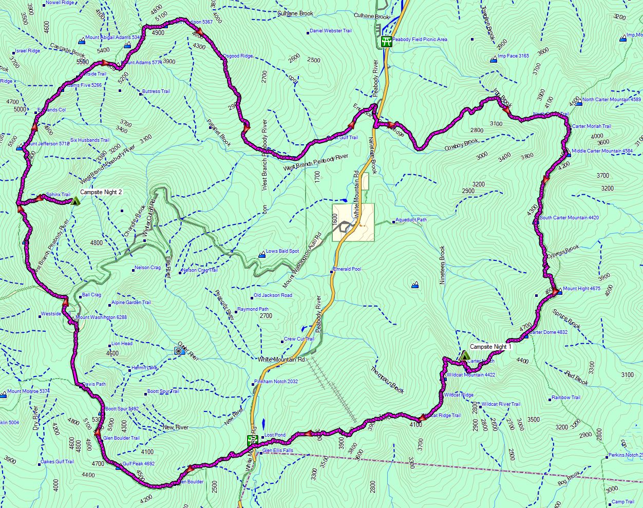 Multi day hikes white mountains top